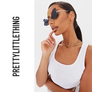 NWT PrettyLittleThing PLT Black Butterfly Wing Sunglasses